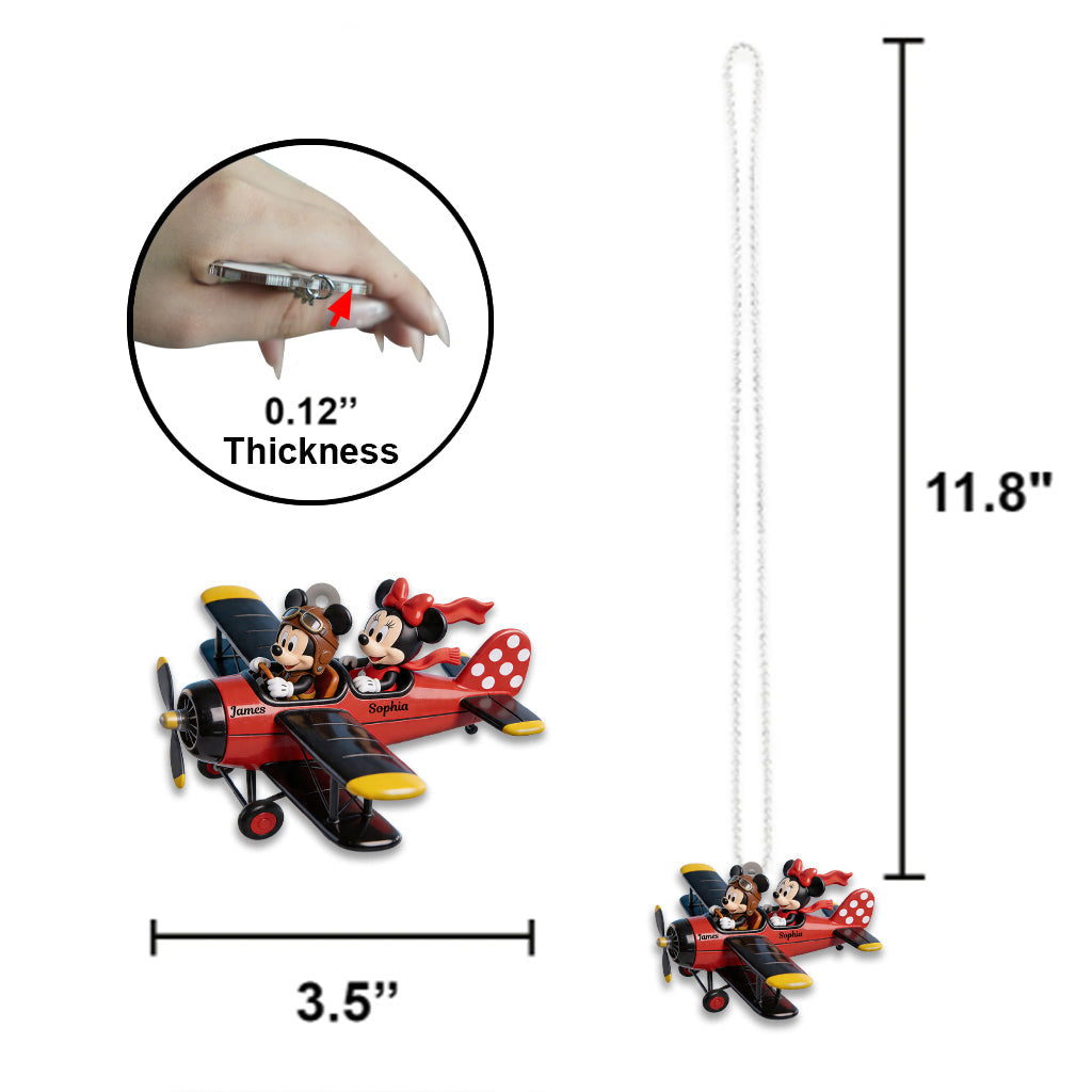 Mouse Couple Plane - Personalized Mouse Car Ornament