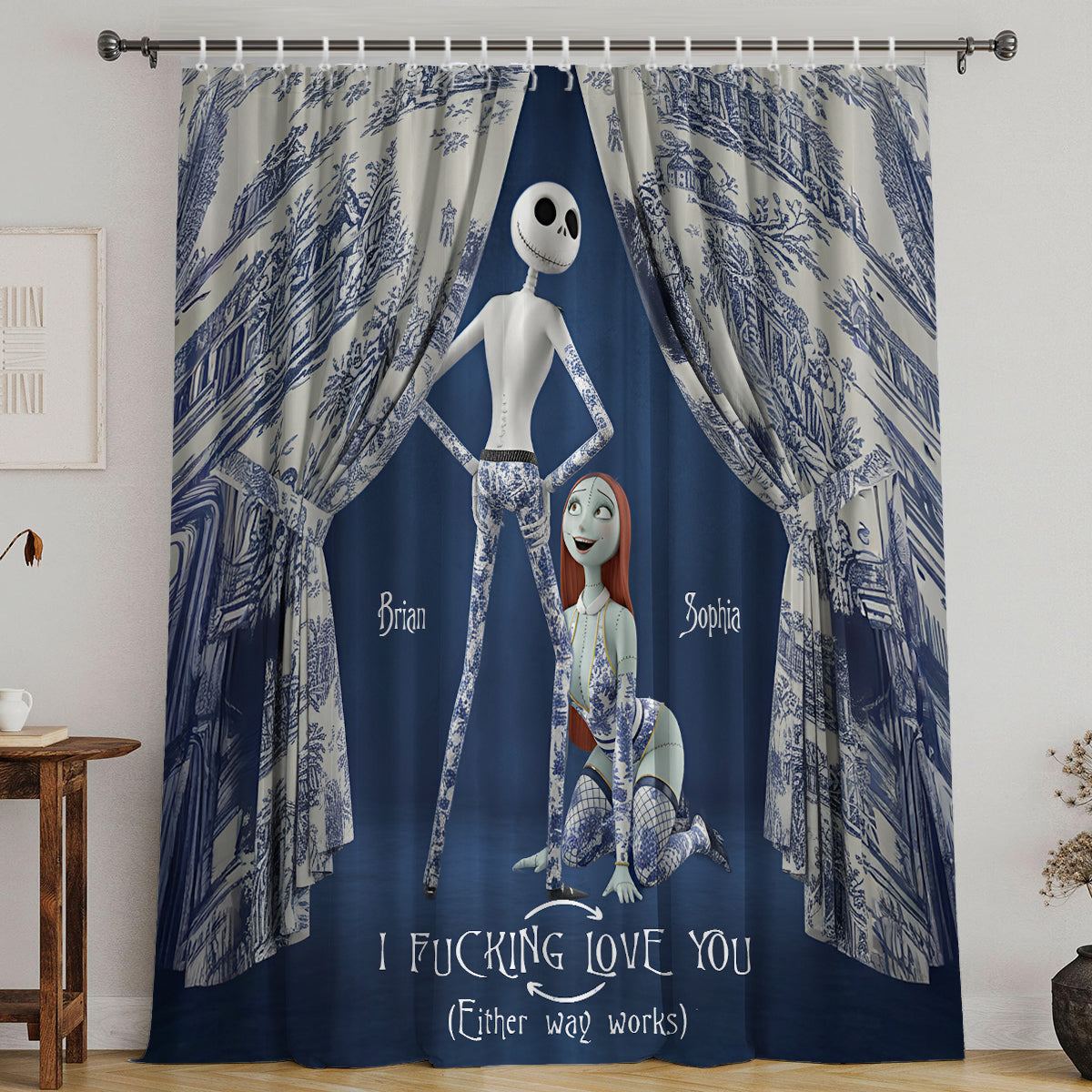 I Love You - Personalized Nightmare Blackout Window Curtain/ Drapes Set