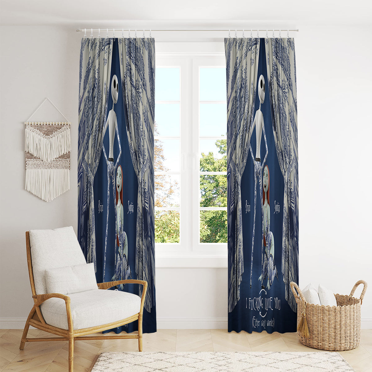 I Love You - Personalized Nightmare Blackout Window Curtain/ Drapes Set