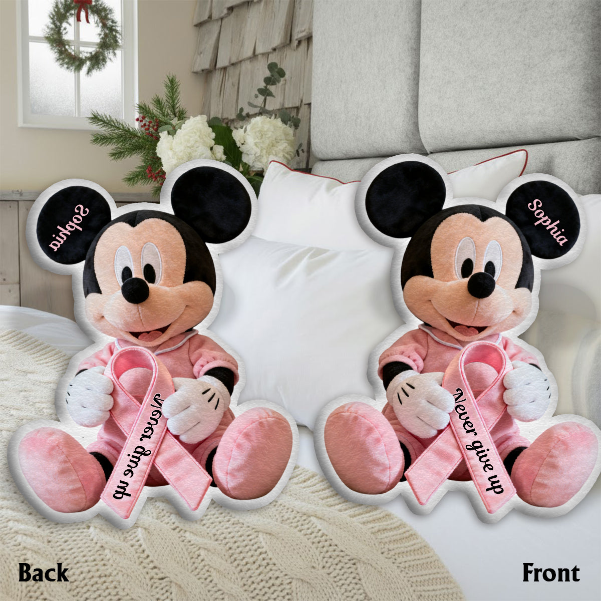 Breast Cancer Awareness - Personalized Breast Cancer Awareness Faux Fur Shaped Pillow