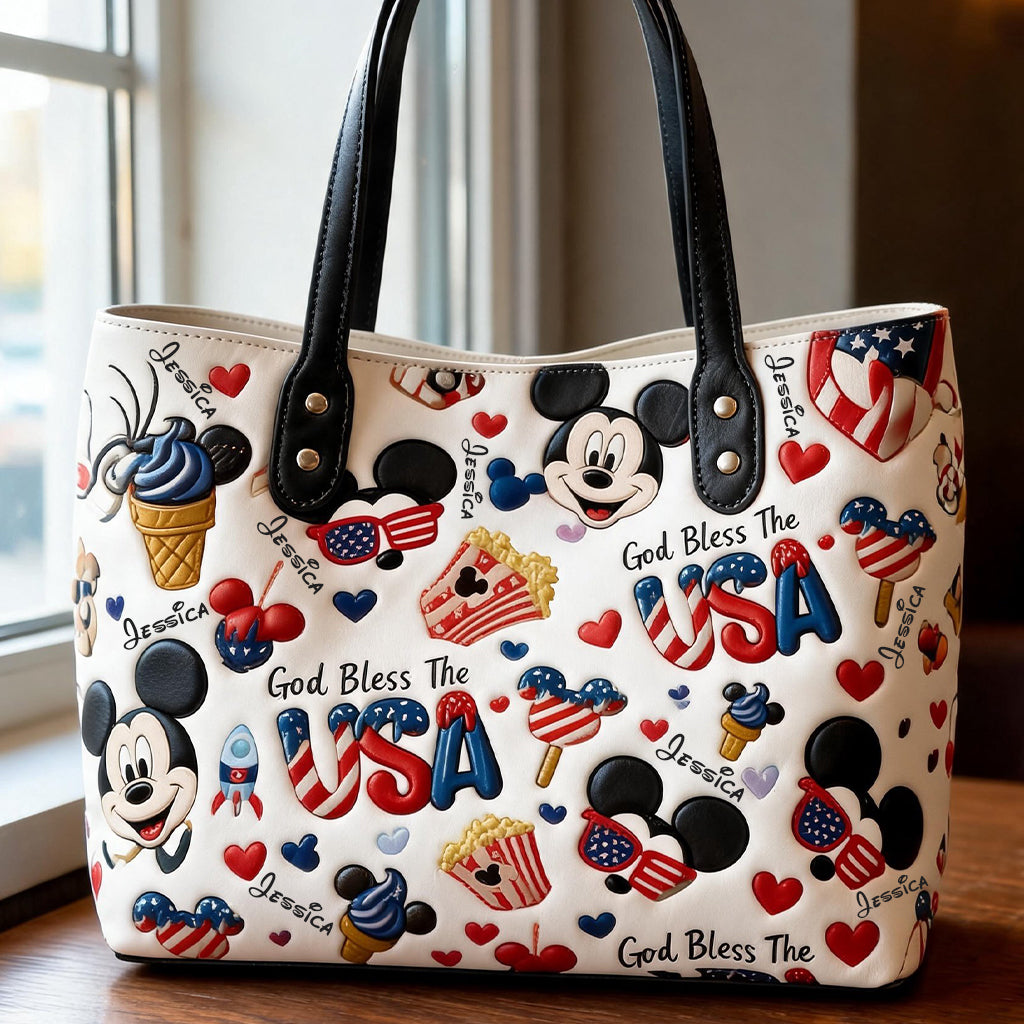 American Mouse Ears 4th of July - Personalized Mouse Tote Bag