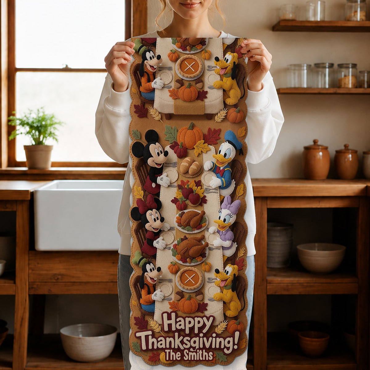 Happy Thanksgiving - Personalized Mouse Custom Shape Table Runner
