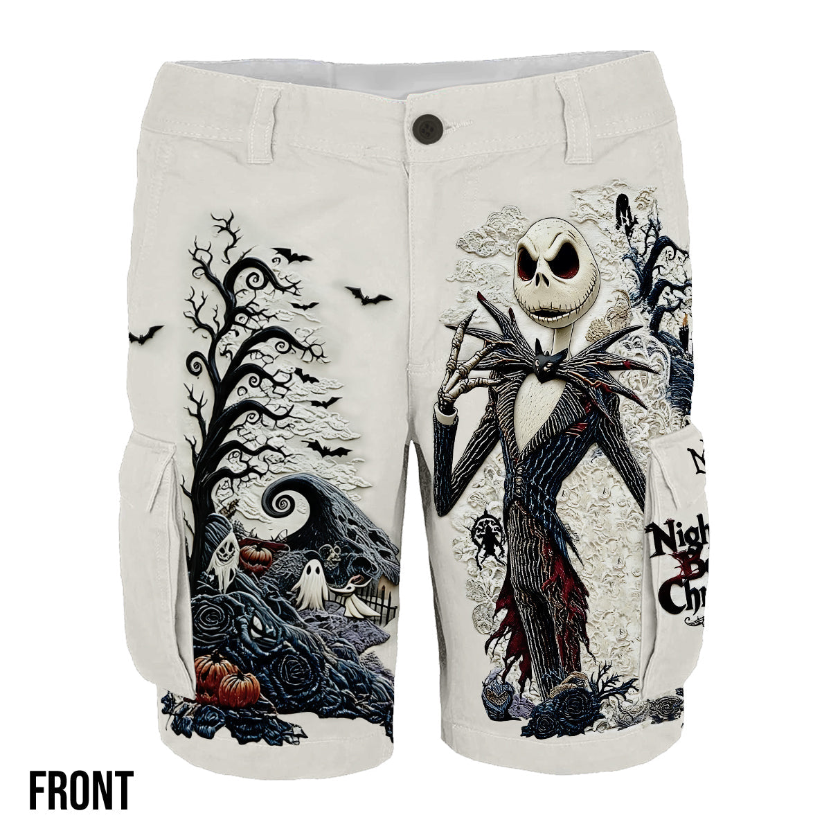 Gothic Nightmare Skeleton - Personalized Nightmare Cargo Shorts With Belt