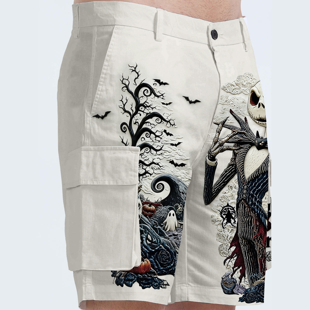 Gothic Nightmare Skeleton - Personalized Nightmare Cargo Shorts With Belt