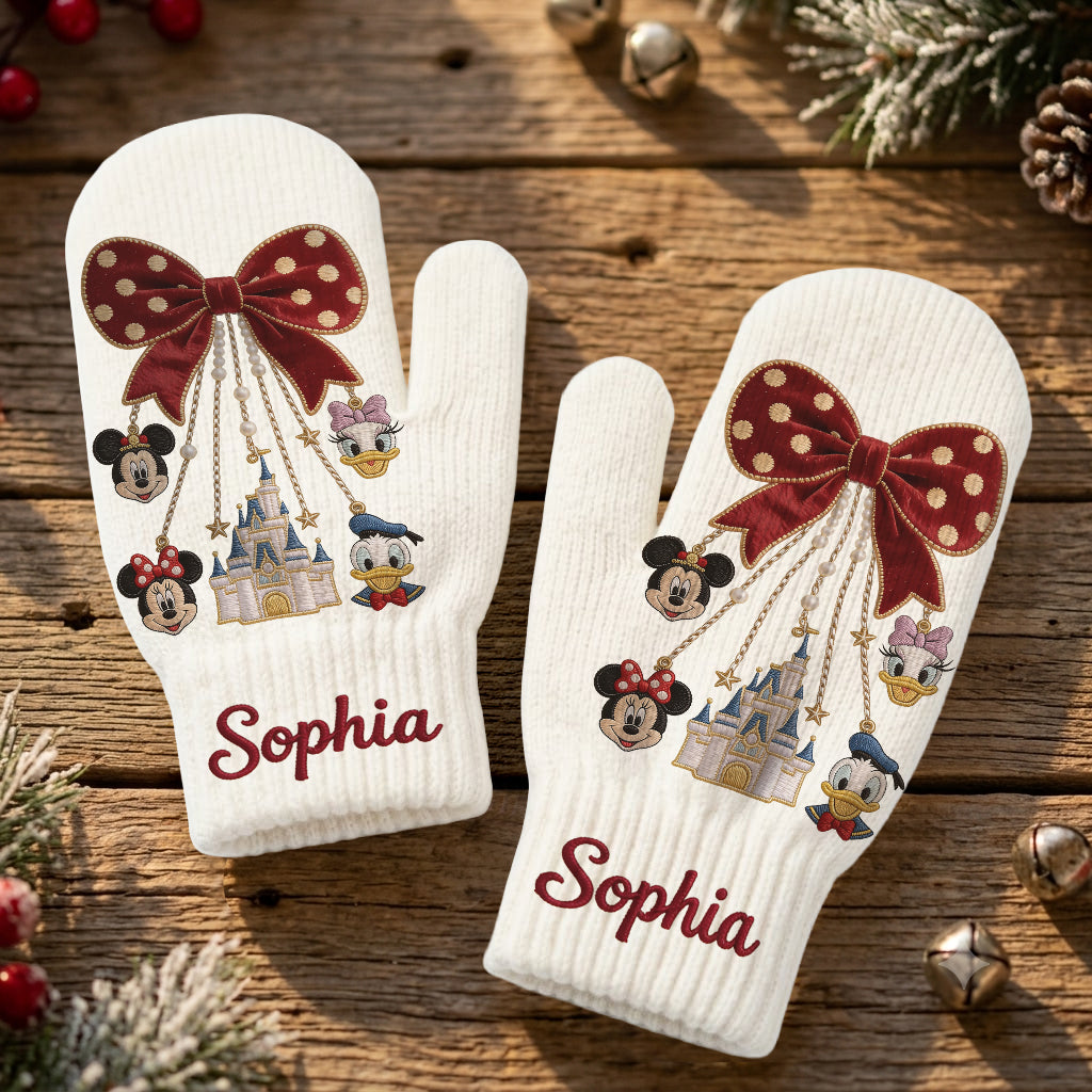Merry Christmas - Personalized Mouse Knitted Mittens