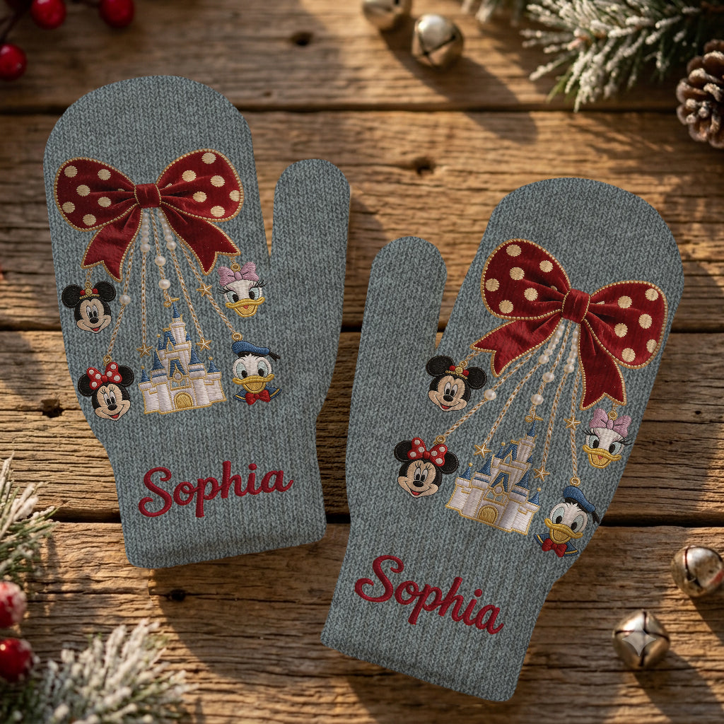 Merry Christmas - Personalized Mouse Knitted Mittens