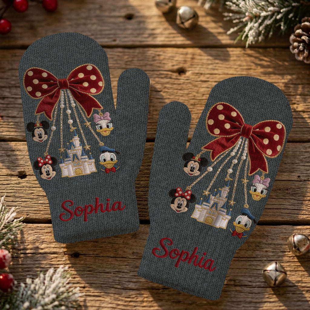 Merry Christmas - Personalized Mouse Knitted Mittens