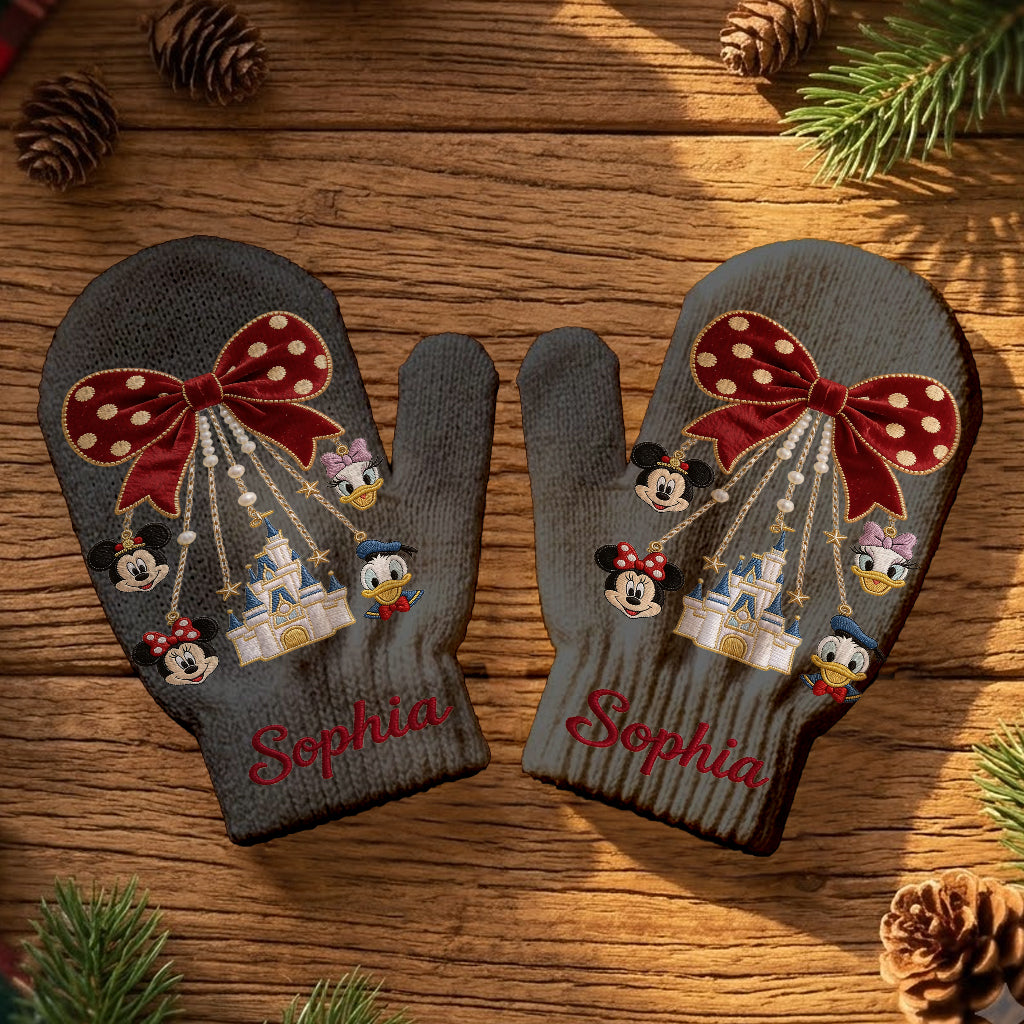Merry Christmas - Personalized Mouse Knitted Mittens