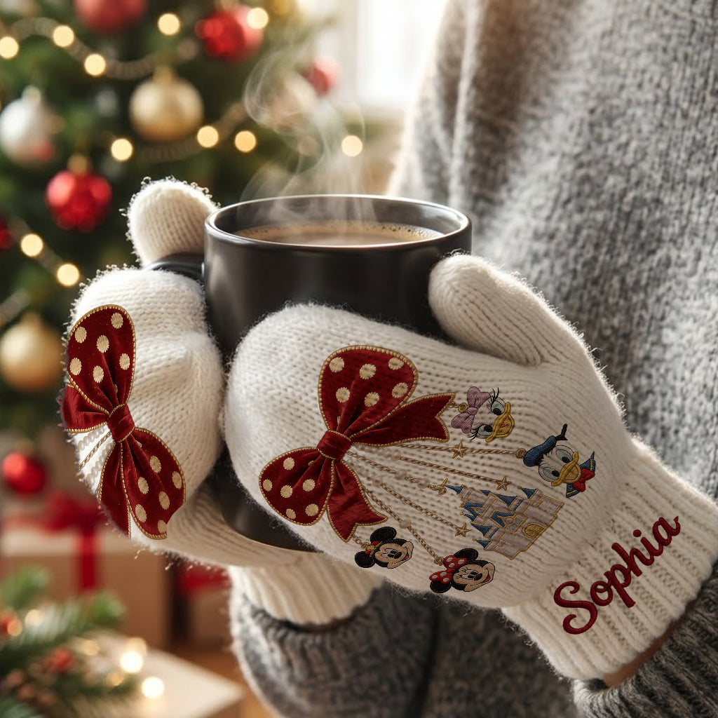 Merry Christmas - Personalized Mouse Knitted Mittens
