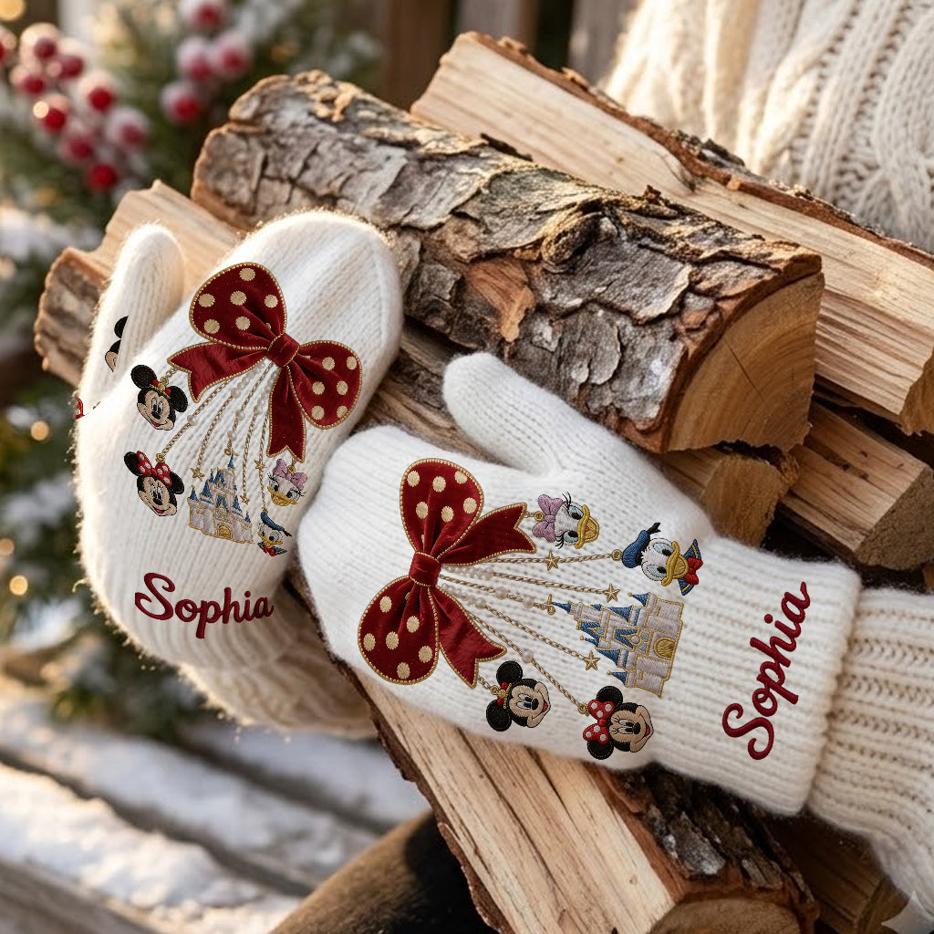 Merry Christmas - Personalized Mouse Knitted Mittens
