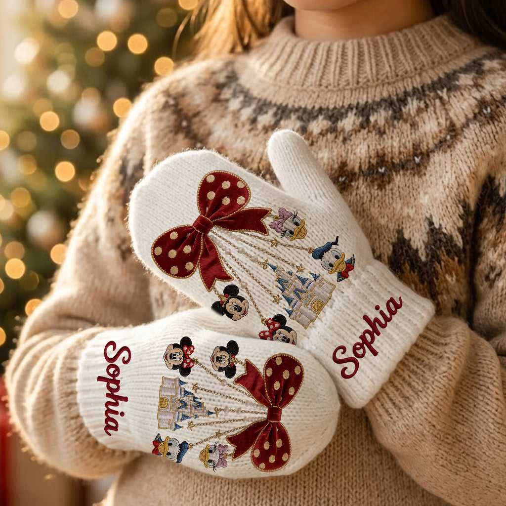Merry Christmas - Personalized Mouse Knitted Mittens