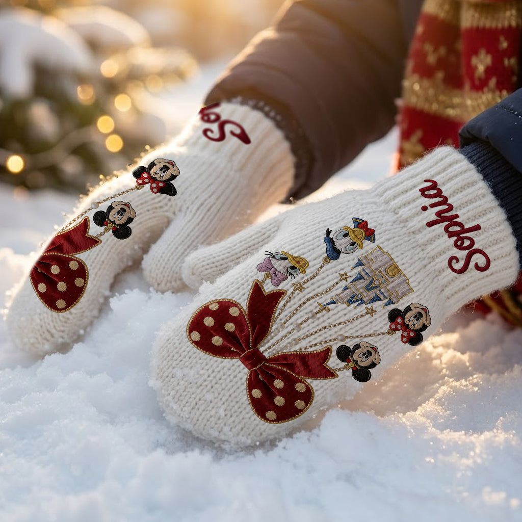 Merry Christmas - Personalized Mouse Knitted Mittens