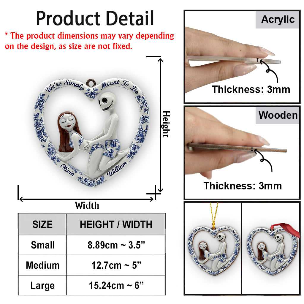 Blue Toile De Jouy Naughty Skeleton - Personalized Nightmare Ornament