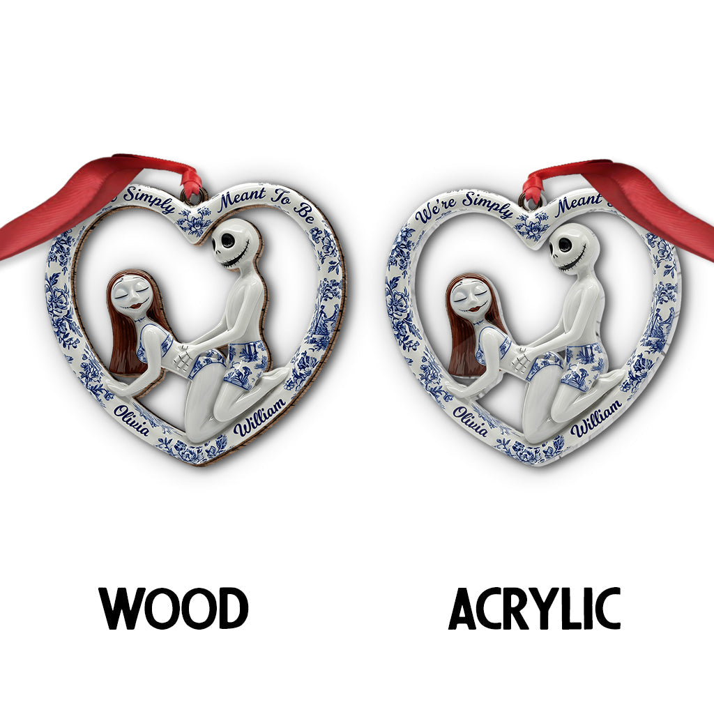 Blue Toile De Jouy Naughty Skeleton - Personalized Nightmare Ornament