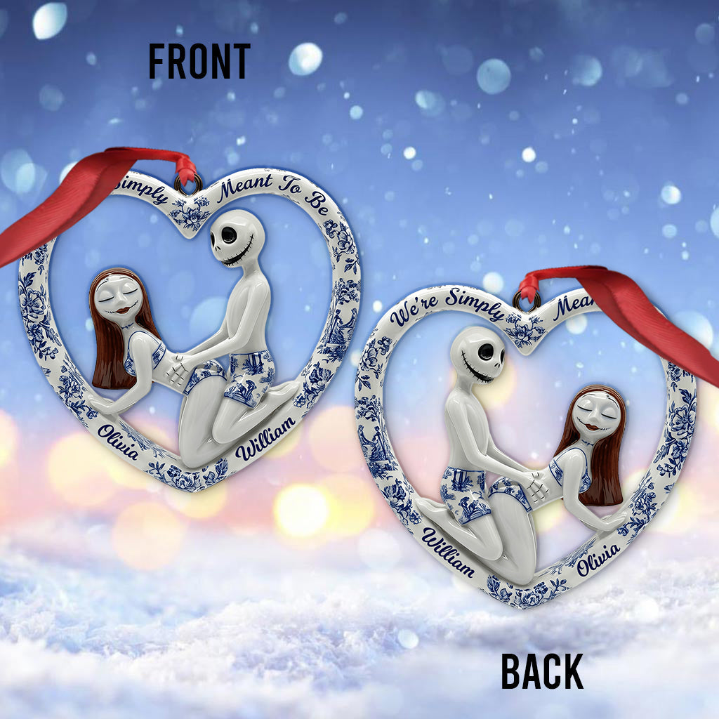 Blue Toile De Jouy Naughty Skeleton - Personalized Nightmare Ornament