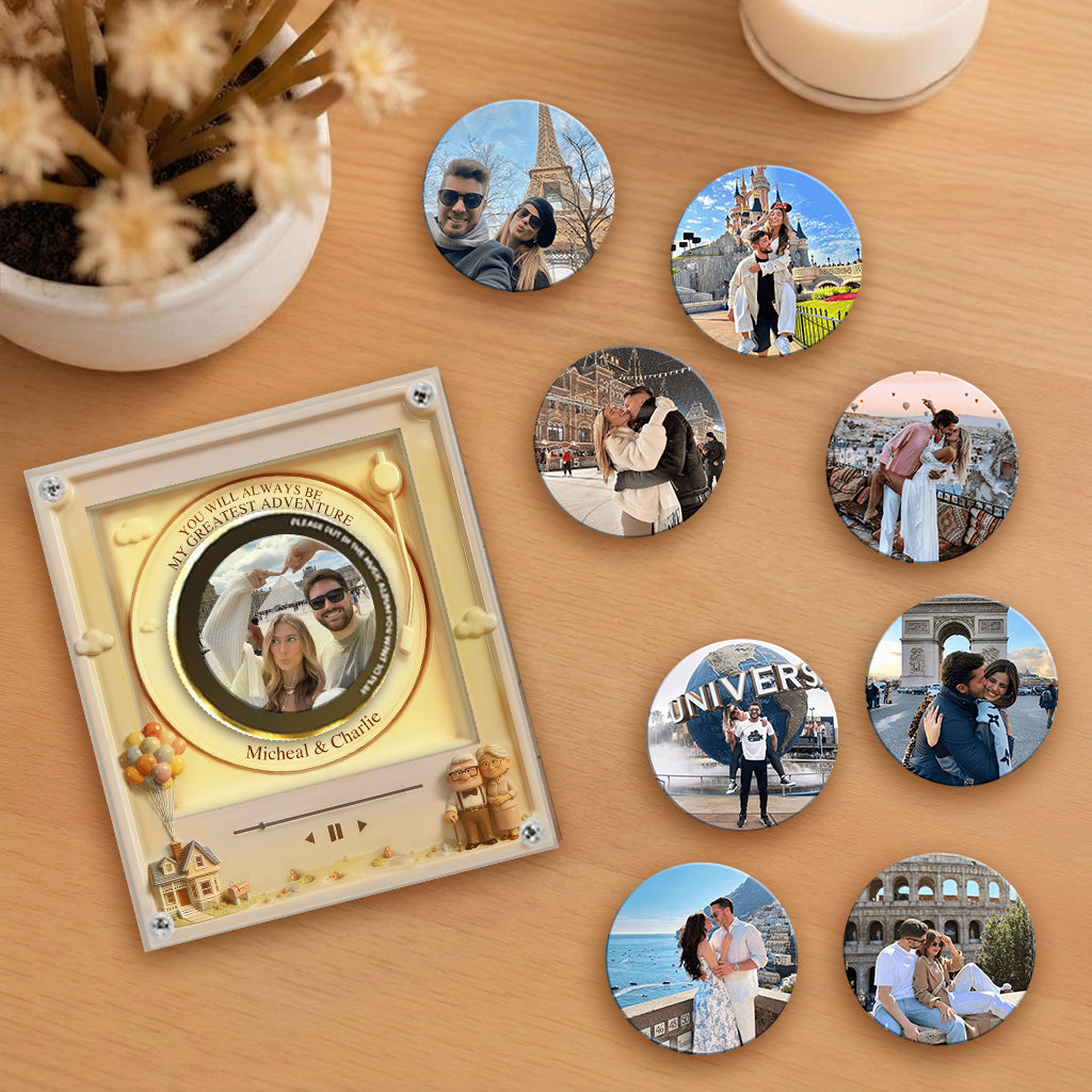 You Are My Greatest Adventure - Personalized Up Movie Couple Rotating Music Magnet With Light