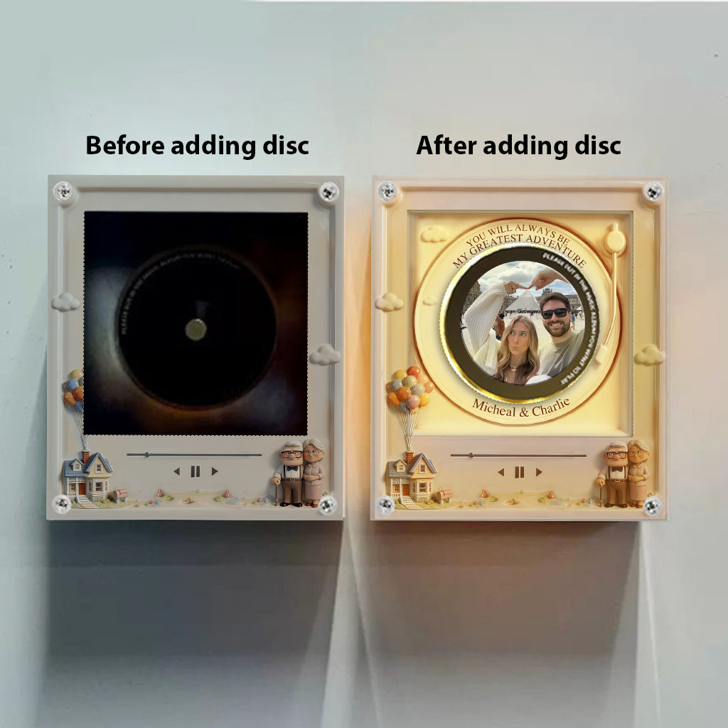 You Are My Greatest Adventure - Personalized Up Movie Couple Rotating Music Magnet With Light