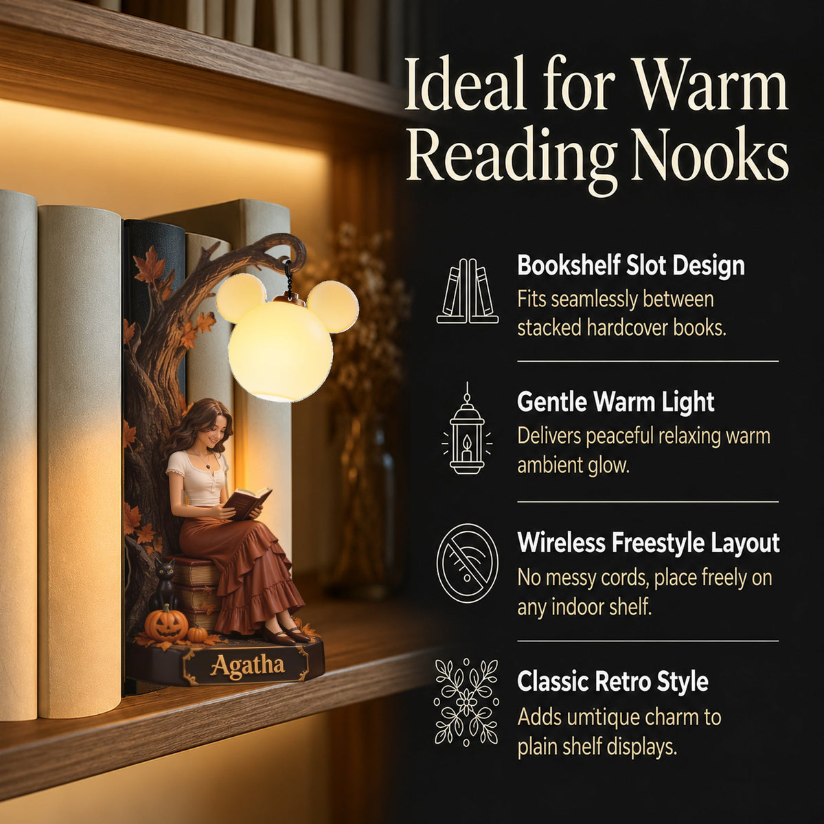 Magical Time - Personalized Mouse Bookshelf Lamp