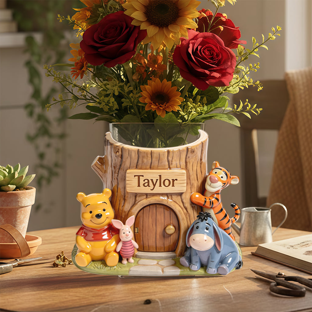 Cozy Tree House - Personalized Yellow Bear Acrylic Pot