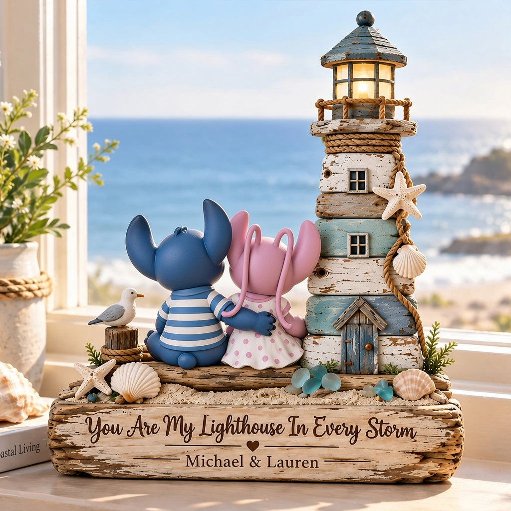 You Are My Lighthouse In Every Storm - Personalized Ohana Custom Shaped Wood Plaque