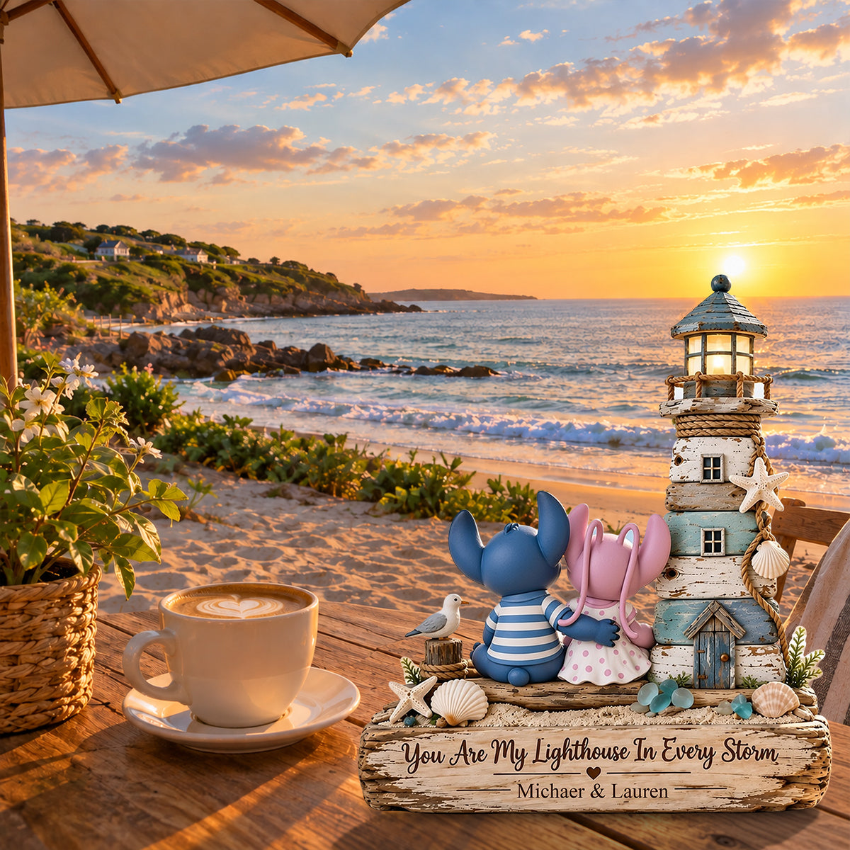 You Are My Lighthouse In Every Storm - Personalized Ohana Custom Shaped Wood Plaque