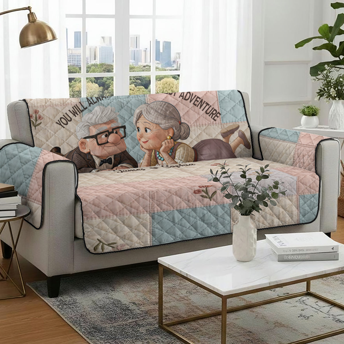 You Are My Greatest Adventure - Personalized Couple Quilted Sofa/Couch Cover