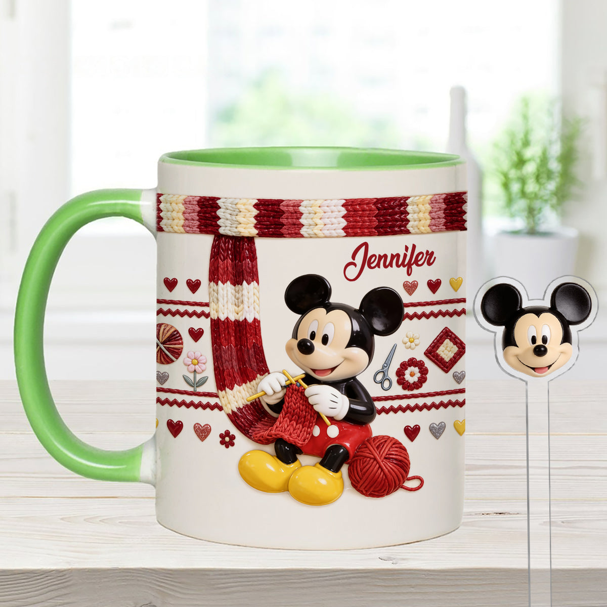 SHH I'm Crocheting - Personalized Mouse Set Accent Mug with Acrylic Stirrers