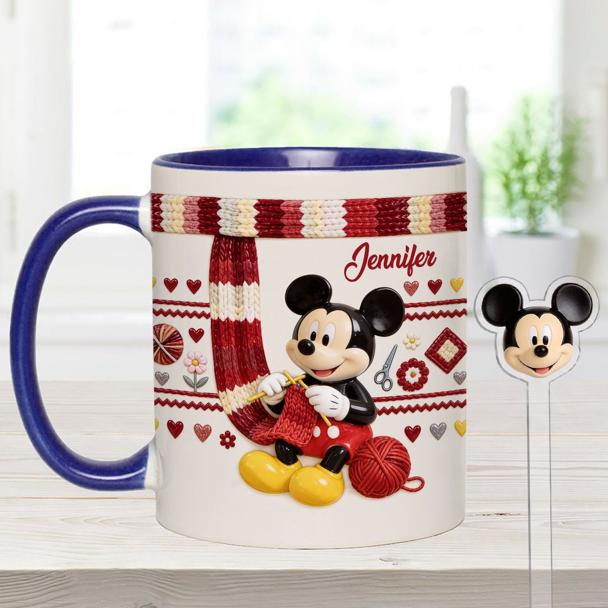 SHH I'm Crocheting - Personalized Mouse Set Accent Mug with Acrylic Stirrers