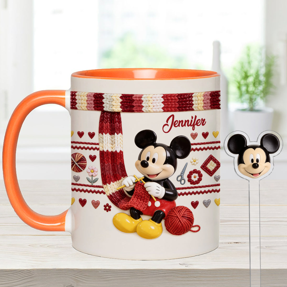 SHH I'm Crocheting - Personalized Mouse Set Accent Mug with Acrylic Stirrers