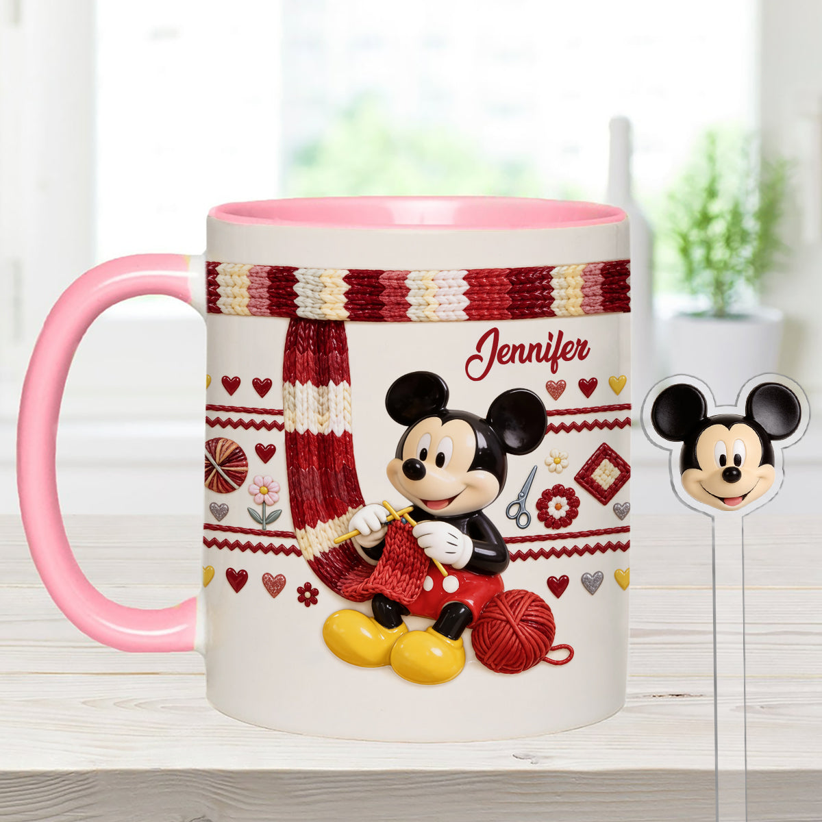 SHH I'm Crocheting - Personalized Mouse Set Accent Mug with Acrylic Stirrers
