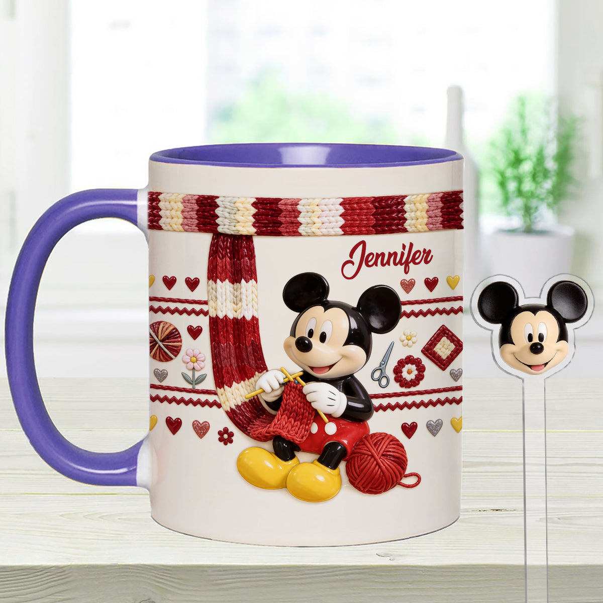 SHH I'm Crocheting - Personalized Mouse Set Accent Mug with Acrylic Stirrers