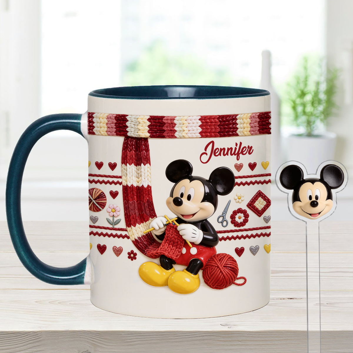SHH I'm Crocheting - Personalized Mouse Set Accent Mug with Acrylic Stirrers