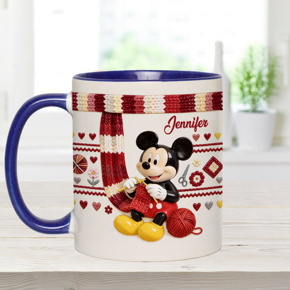 SHH I'm Crocheting - Personalized Mouse Set Accent Mug with Acrylic Stirrers