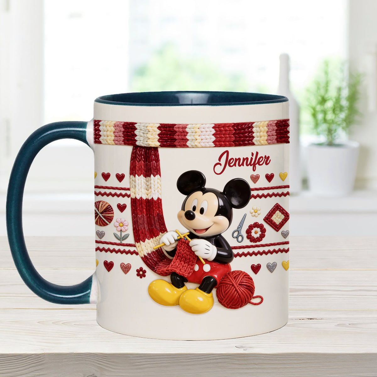 SHH I'm Crocheting - Personalized Mouse Set Accent Mug with Acrylic Stirrers