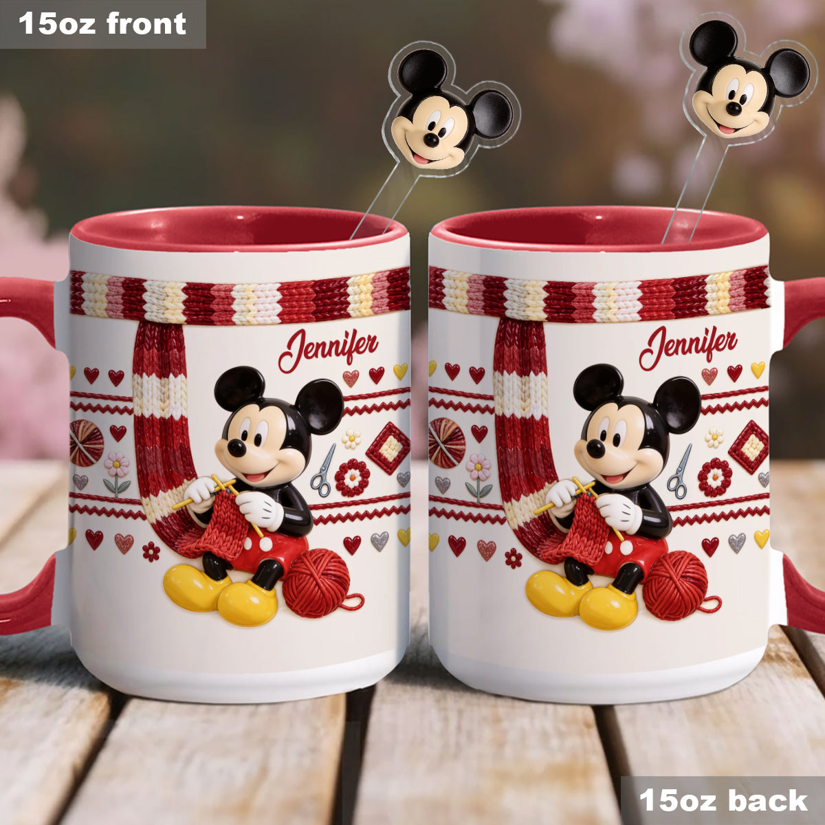 SHH I'm Crocheting - Personalized Mouse Set Accent Mug with Acrylic Stirrers