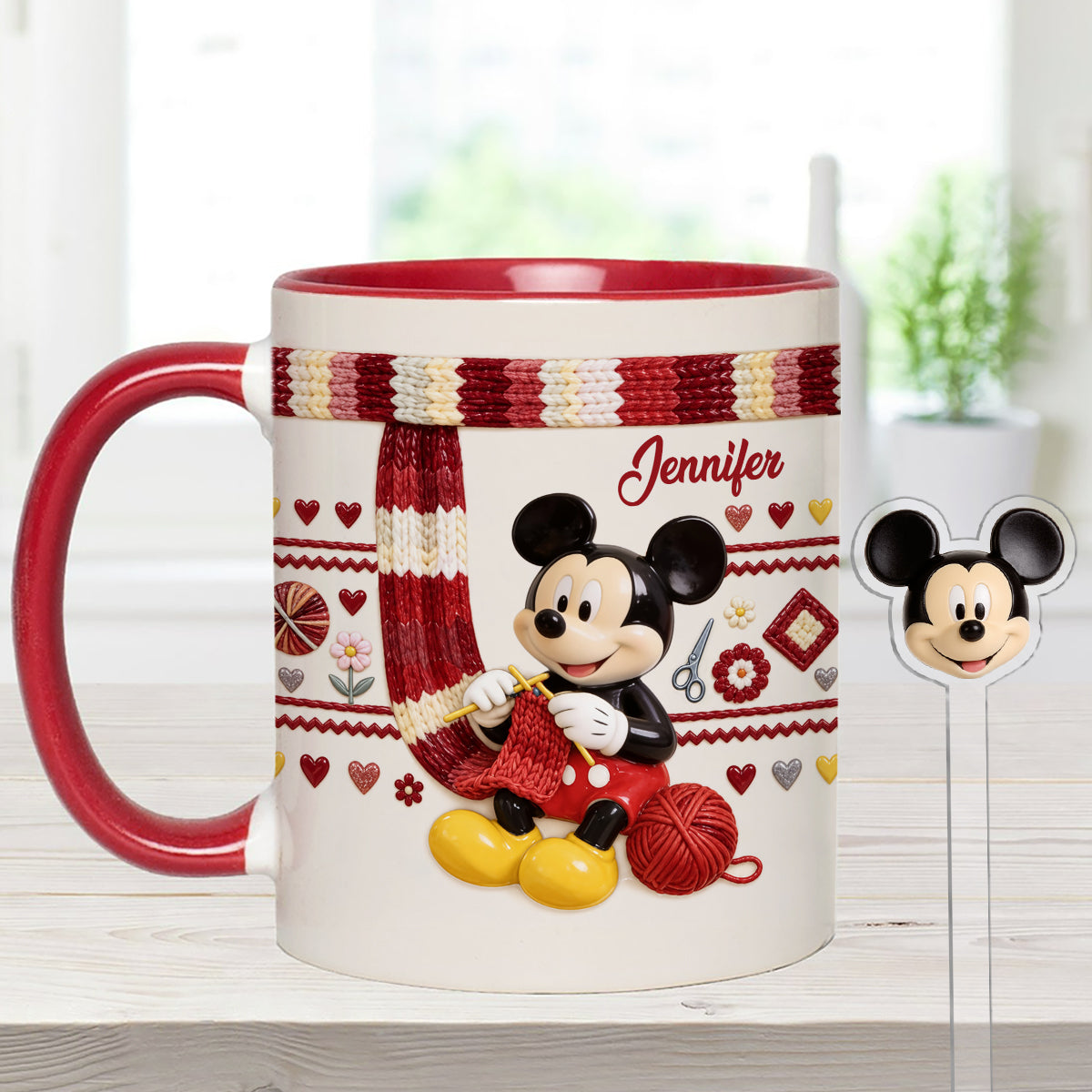 SHH I'm Crocheting - Personalized Mouse Set Accent Mug with Acrylic Stirrers