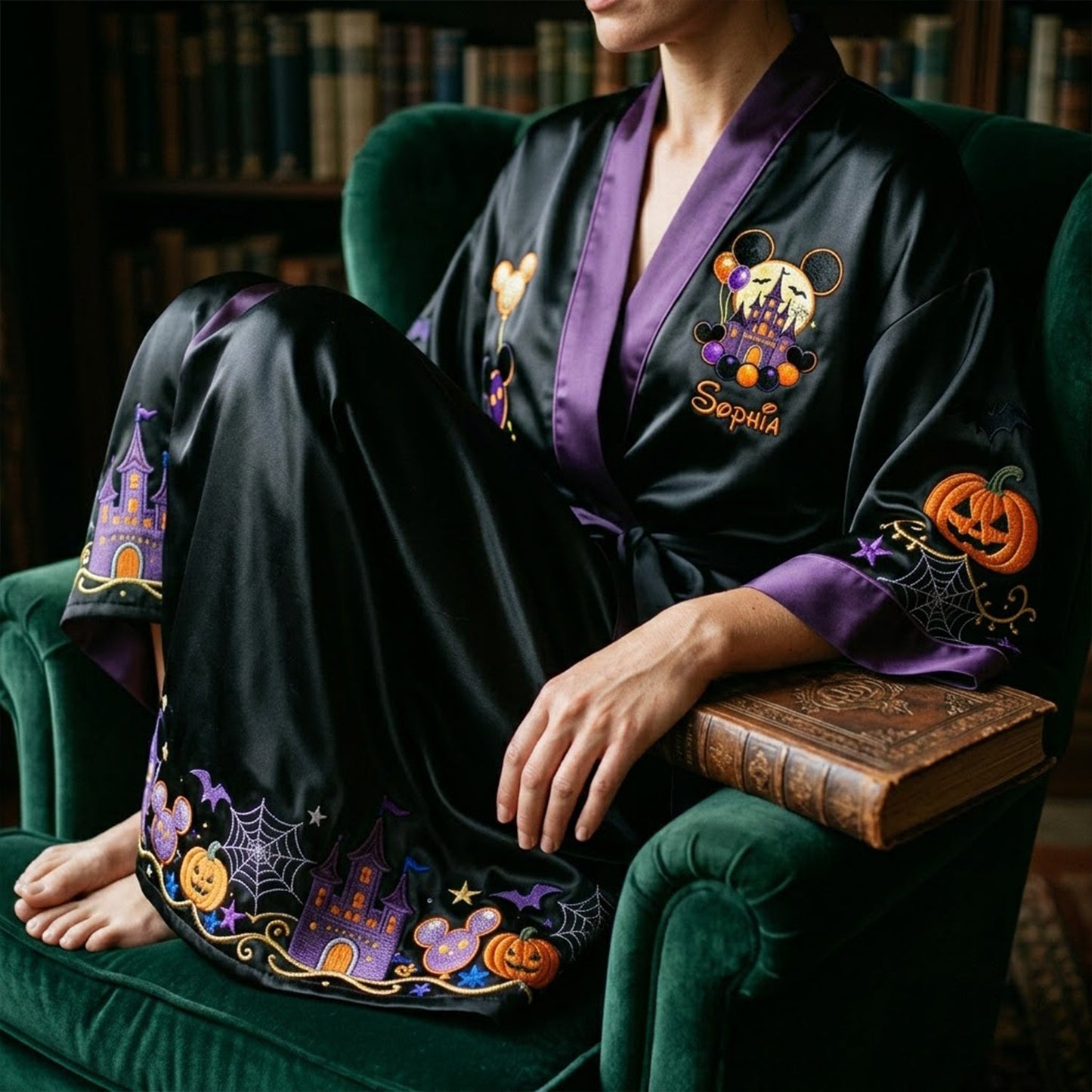 Halloween Magical Castle - Personalized Dream Trip Satin Robe