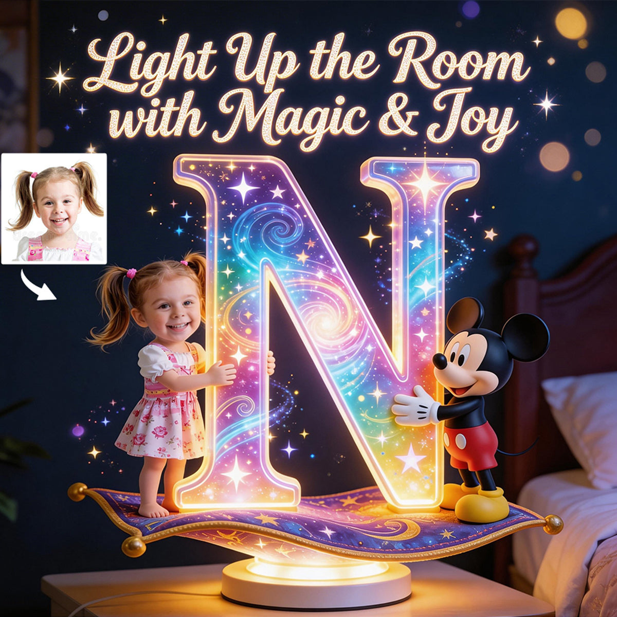 Cartoon Magical Mouse - Personalized Mouse Acrylic LED Night Light