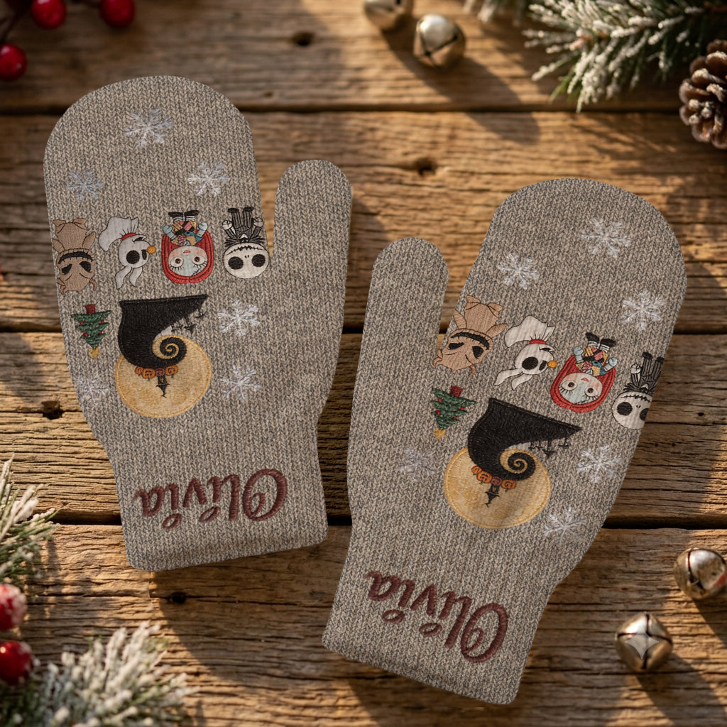 Merry Christmas - Personalized Nightmare Knitted Mittens