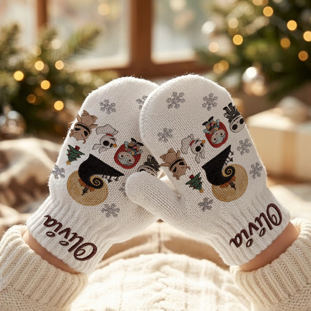Merry Christmas - Personalized Nightmare Knitted Mittens