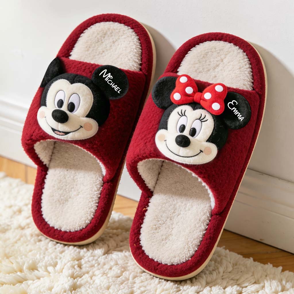 Big Ears Duo - Personalized Mouse Open-Toe Slippers