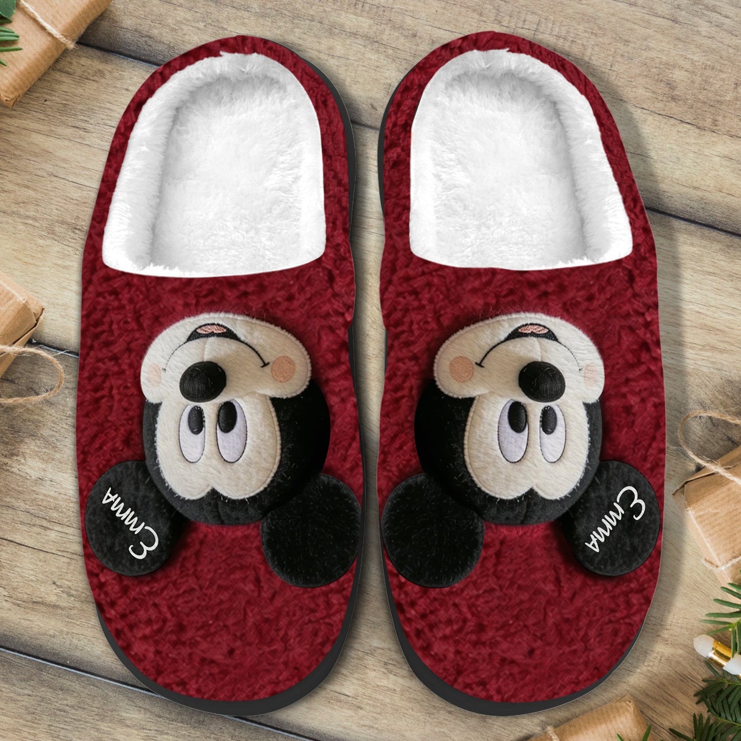 Big Ears Duo - Personalized Mouse Open-Toe Slippers
