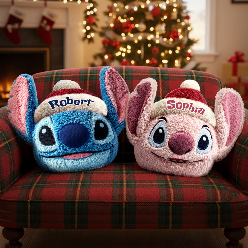 Ohana Christmas - Personalized Ohana Faux Fur Shaped Pillow