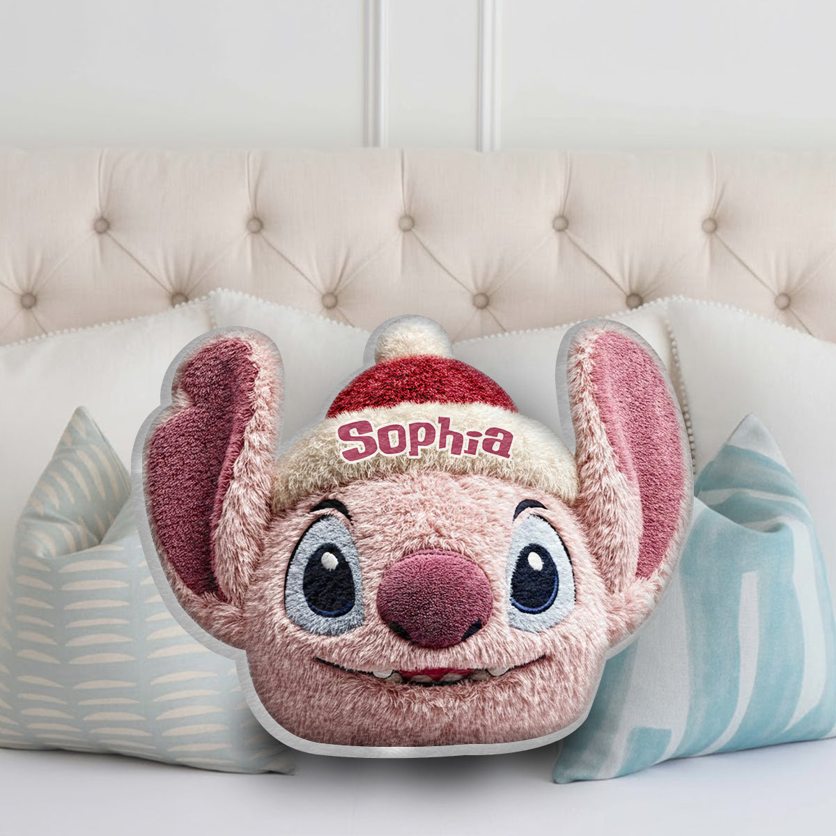 Ohana Christmas - Personalized Ohana Faux Fur Shaped Pillow