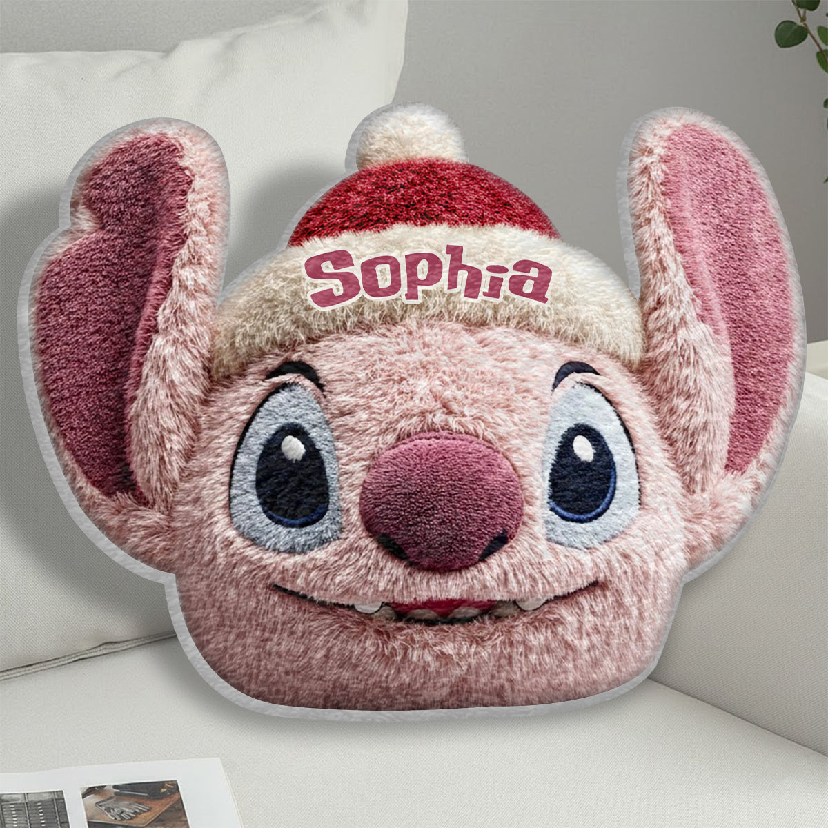 Ohana Christmas - Personalized Ohana Faux Fur Shaped Pillow