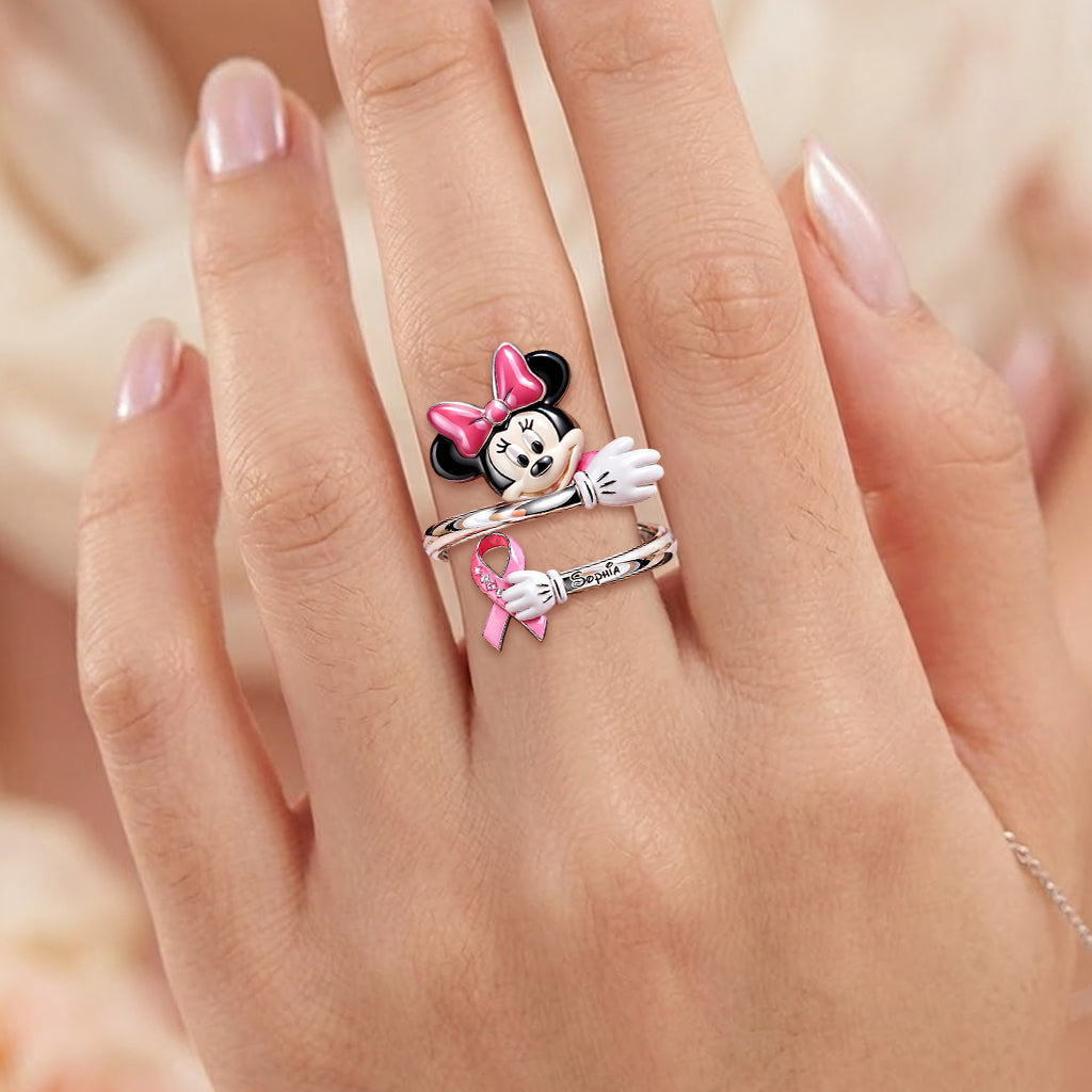 Breast Cancer Awareness - Personalized Breast Cancer Awareness Bracelet & Ring Set