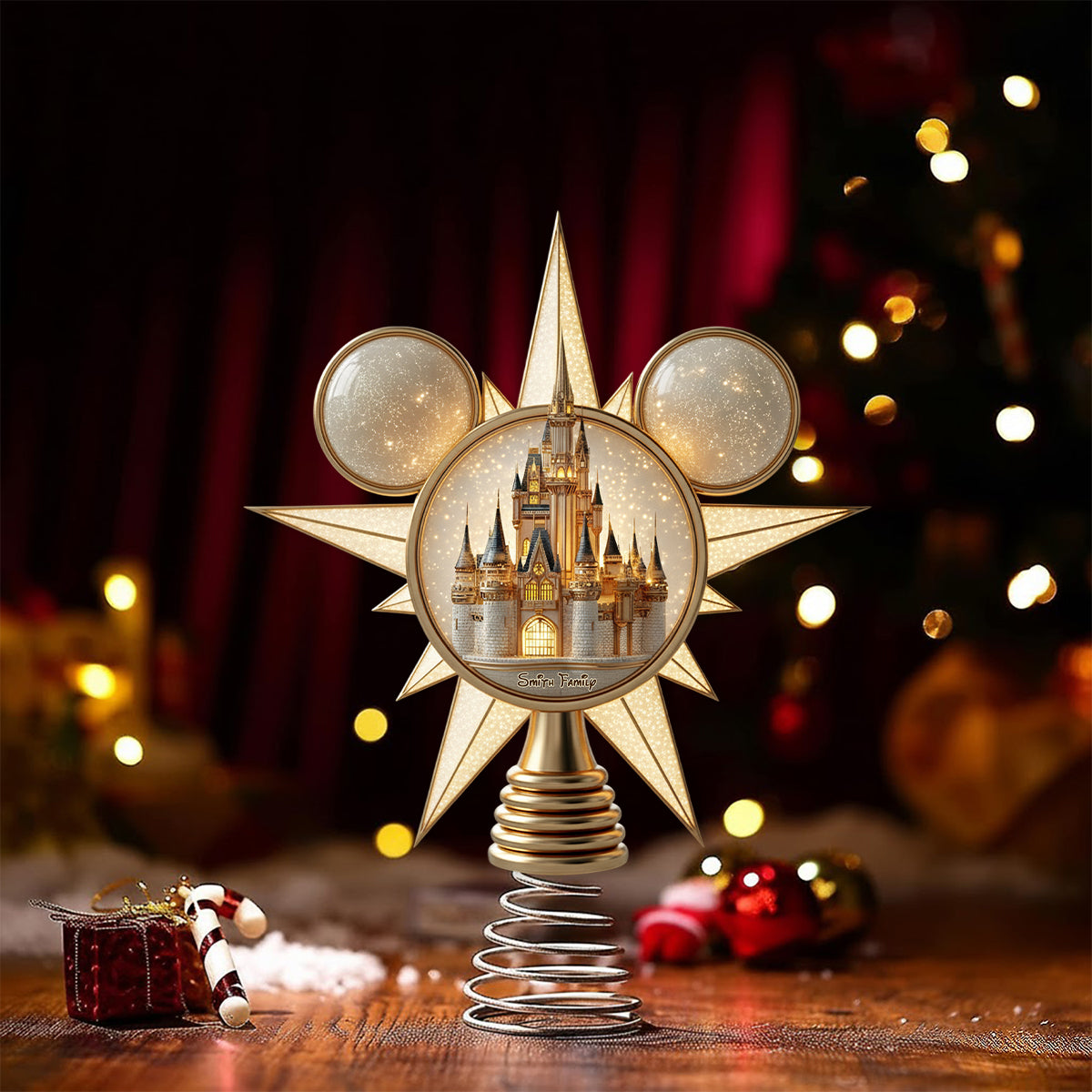 Merry Christmas At The Magical Land - Personalized Mouse LED Light Tree Topper