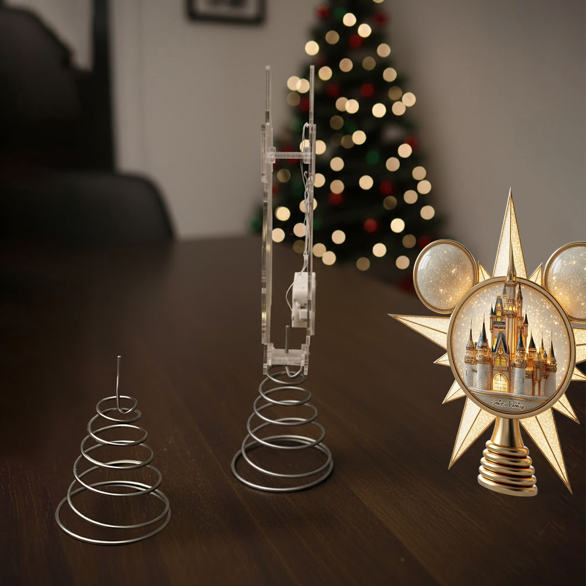 Merry Christmas At The Magical Land - Personalized Mouse LED Light Tree Topper