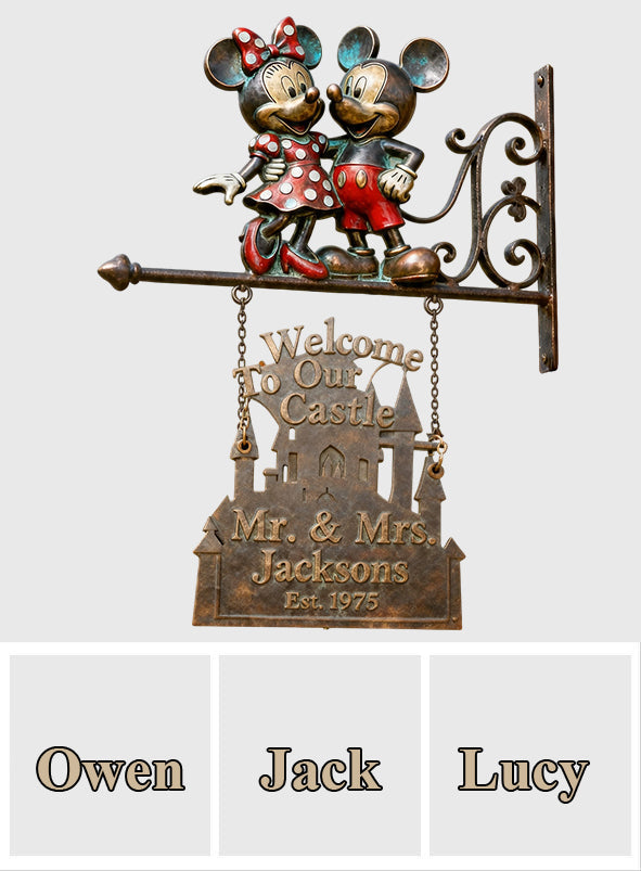 Welcome To Our Castle - Personalized Mouse Wooden Wall Mount Sign