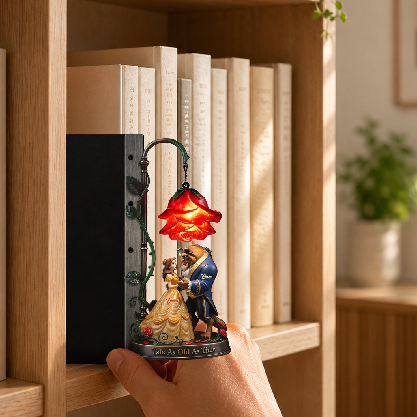 Tale As Old As Time - Personalized Beauty And The Beast Bookshelf Lamp